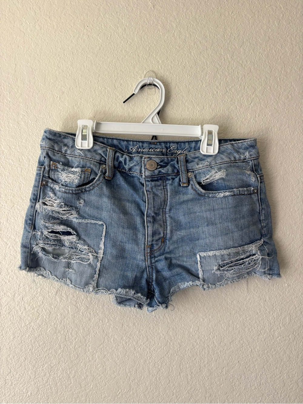 American Eagle Outfitters Distressed Light Blue Denim Jean Shorts